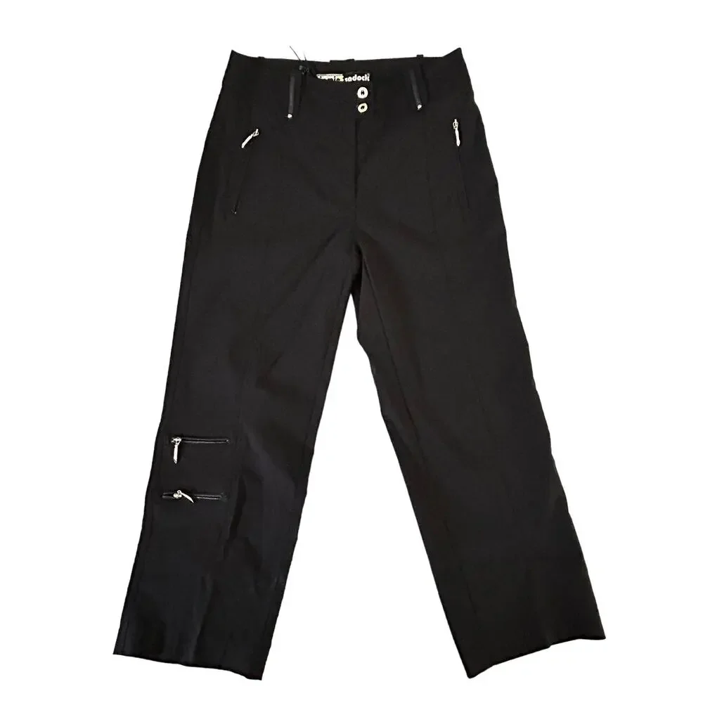 Jamie Sadock Golf Crop Pants Womens Size 2 Black 28x22 Tapered Leg 91301 NWT - Picture 1 of 16